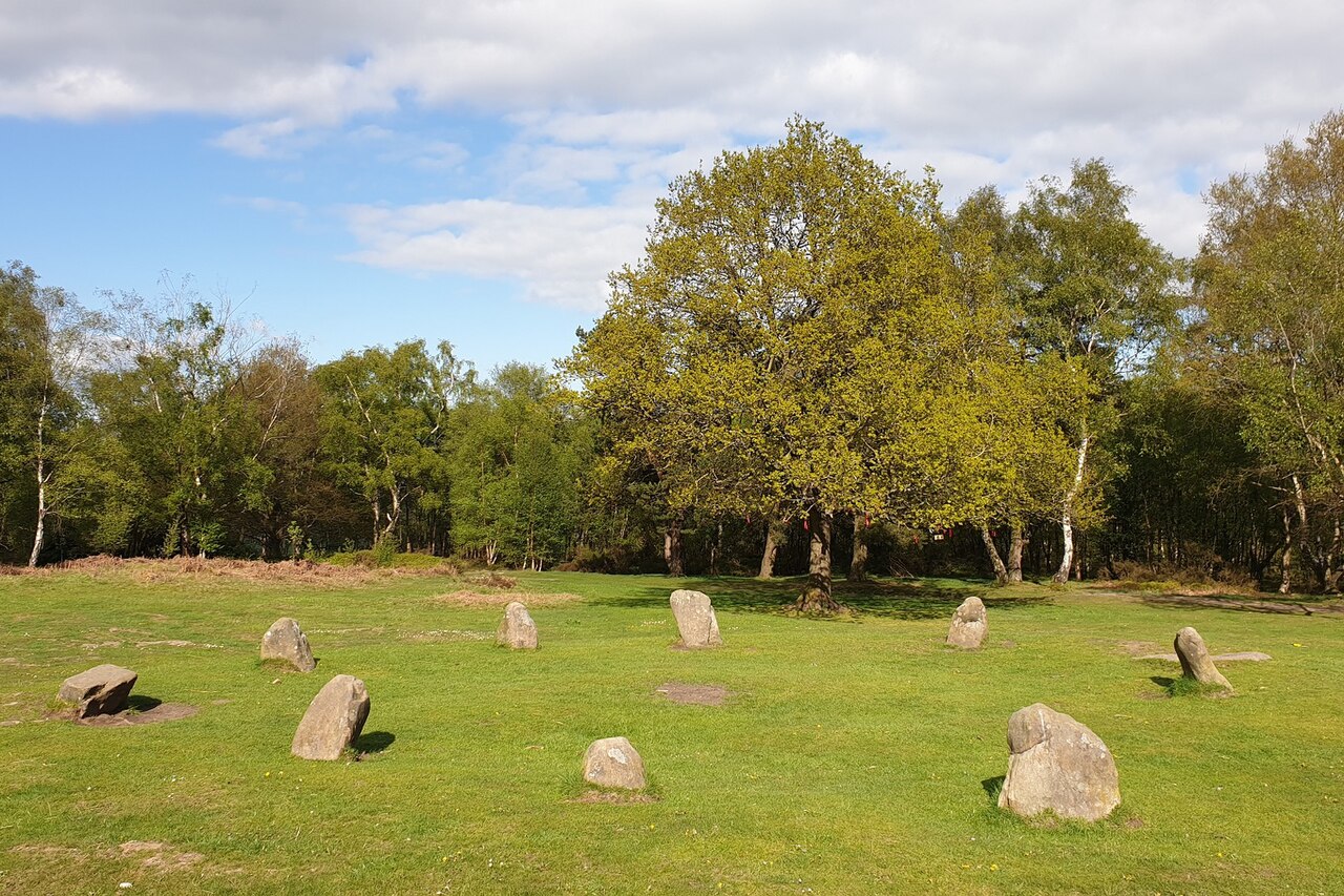 off-lead walks peak district - Nine Ladies Stone Circle on Stanton Moor